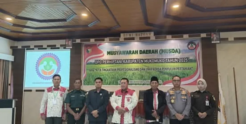 Bupati Mukomuko Choirul Huda Buka MUSDA Perhiptani, Tegaskan Peran Strategis Penyuluh Pertanian. Foto: JFS/Siberbengkulu.co
